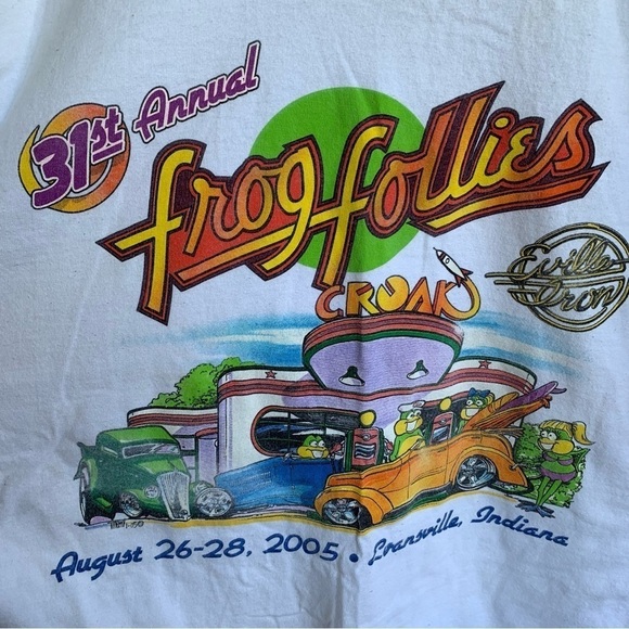 2005 Frog Follies 31st Annual Evansville Indiana Street Rod Tee Shirt Size XL - Picture 1 of 5